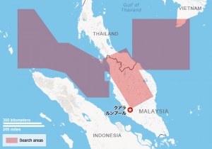 マレーシア機が消息を絶った南シナ海には１４カ国から航空機や船が捜索を実施。
