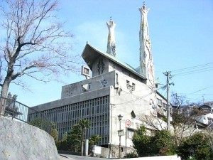記念碑の裏手にある、日本二十六聖人記念館