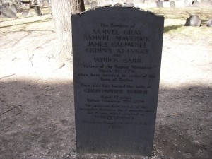 ボストン虐殺事件で死亡した5人の犠牲者の墓碑。
