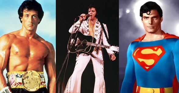 左からスタローン、エルヴィス、スーパーマン。なんか違うw